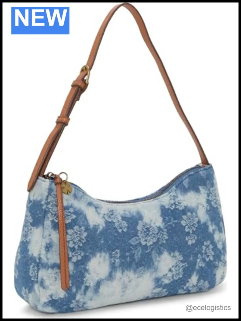 Cotton Hobo Shoulder Bag with Zipper Closure